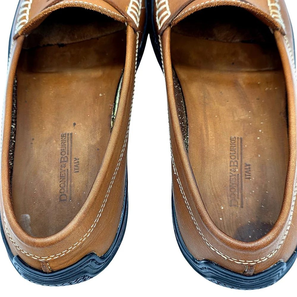 Italian Leather Dooney & Bourke Penny Loafers Mens 8.5 Brown Made in Italy